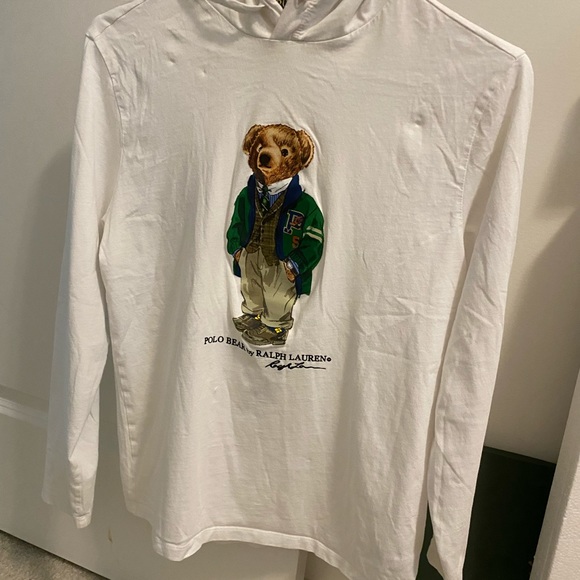 Vintage Polo Ralph Lauren Long Sleeve Hooded Polo Bear T-shirt - Picture 2 of 6